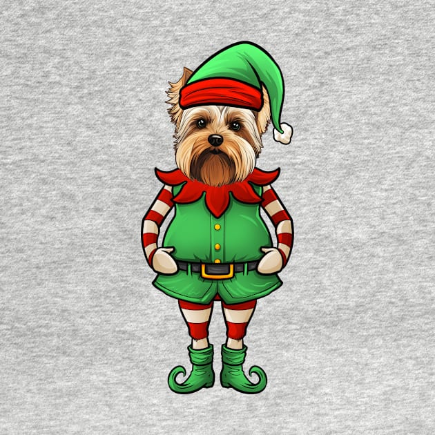 Funny Christmas Elf Biewer Terrier Dog by whyitsme